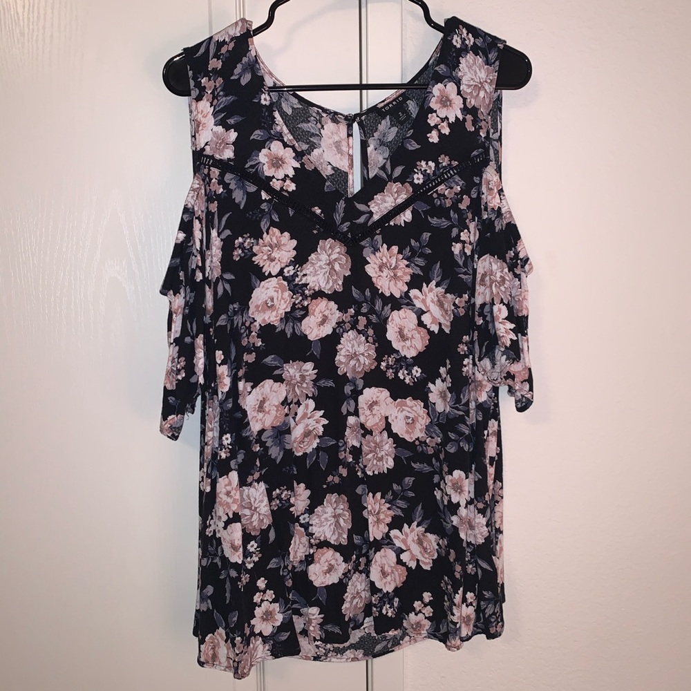 Torrid Black and Floral Cold Shoulder